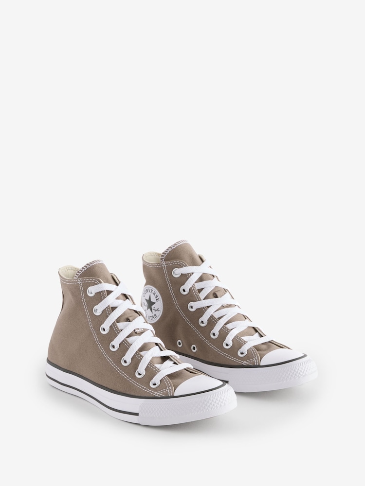 Converse Taupe Brown Chuck Taylor All Star High Top Trainers - Image 3 of 9