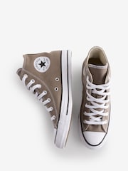 Converse Taupe Brown Chuck Taylor All Star High Top Trainers - Image 6 of 9