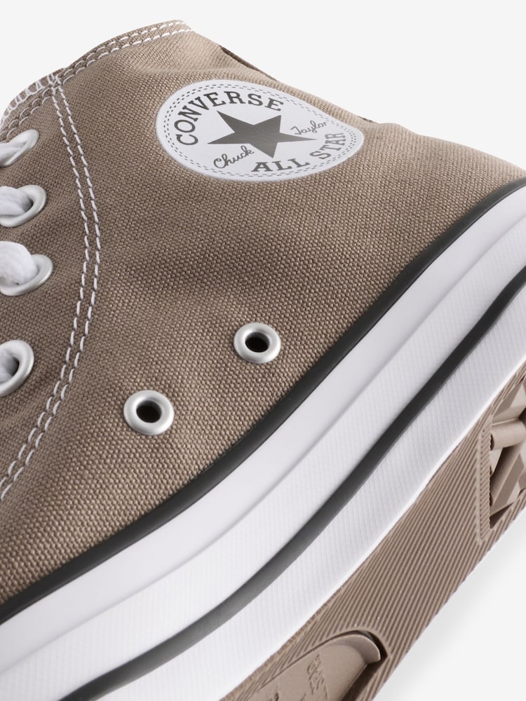 Converse Taupe Brown Chuck Taylor All Star High Top Trainers - Image 8 of 9