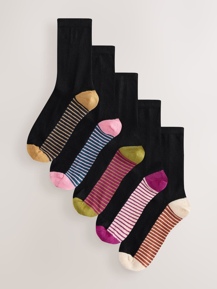 Burgundy Red/Cream Stripe - Socken mit Fußbett, 5er-Pack - Bild 1 von 8 Burgundy Red/Cream Stripe - Socken mit Fußbett, 5er-Pack - Bild 1 von 8