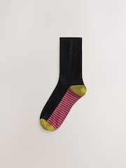 Burgundy Red/Cream Stripe - Socken mit Fußbett, 5er-Pack - Bild 4 von 8