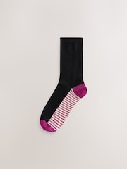 Burgundy Red/Cream Stripe - Socken mit Fußbett, 5er-Pack - Bild 5 von 8