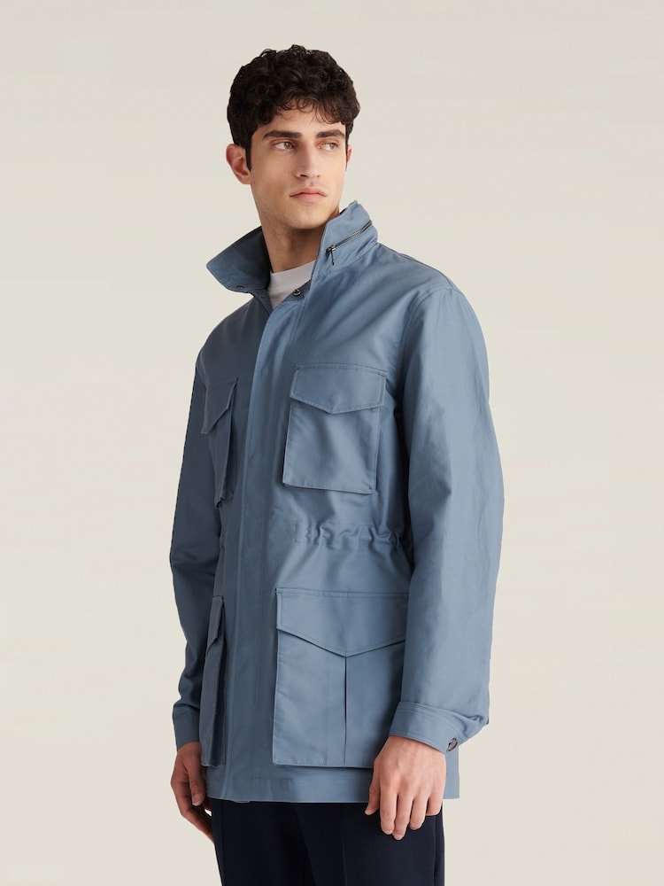 Peckham Rye Blue Hidden Hood Field Jacket - Image 1 of 9 Peckham Rye Blue Hidden Hood Field Jacket - Image 1 of 9
