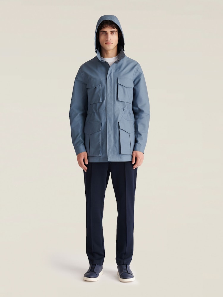 Peckham Rye Blue Hidden Hood Field Jacket - Image 2 of 9 Peckham Rye Blue Hidden Hood Field Jacket - Image 2 of 9