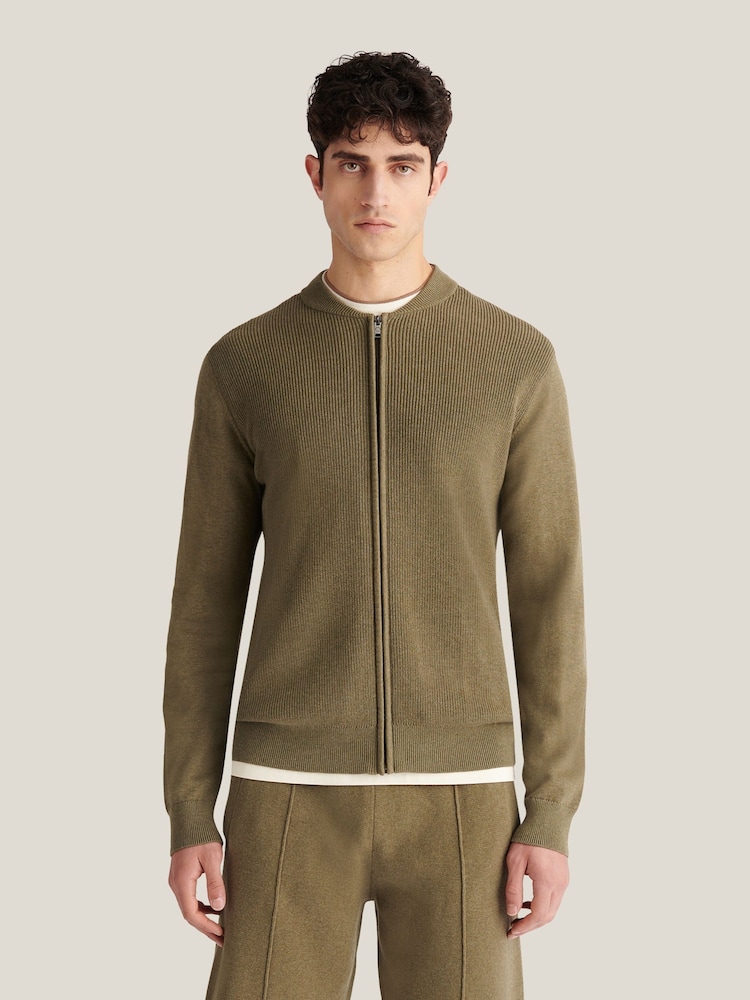 Peckham Rye Green Knitted Bomber Zip Up Jacket - Image 1 of 10