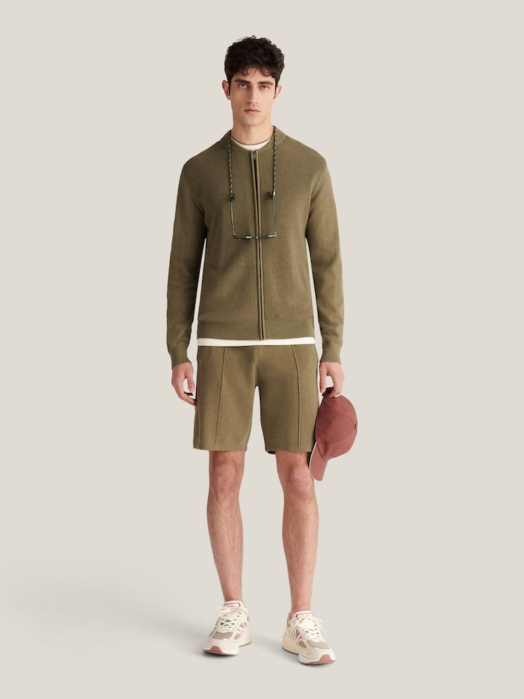 Peckham Rye Green Knitted Bomber Zip Up Jacket - Image 2 of 10