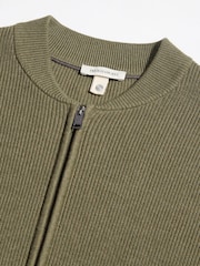 Peckham Rye Green Knitted Bomber Zip Up Jacket - Image 8 of 10