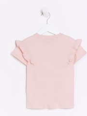River Island Pink Girls Frill Sleeve Kindness T-Shirt - Image 2 of 4