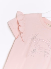 River Island Pink Girls Frill Sleeve Kindness T-Shirt - Image 3 of 4