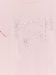 River Island Pink Girls Frill Sleeve Kindness T-Shirt - Image 4 of 4