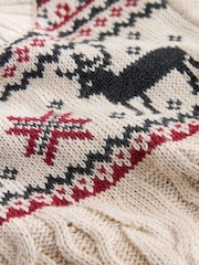 The Little Tailor Beige Christmas Reindeer Fairisle Jumper - Image 6 of 7