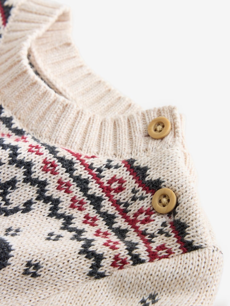 The Little Tailor Beige Christmas Reindeer Fairisle Jumper - Image 7 of 7 The Little Tailor Beige Christmas Reindeer Fairisle Jumper - Image 7 of 7