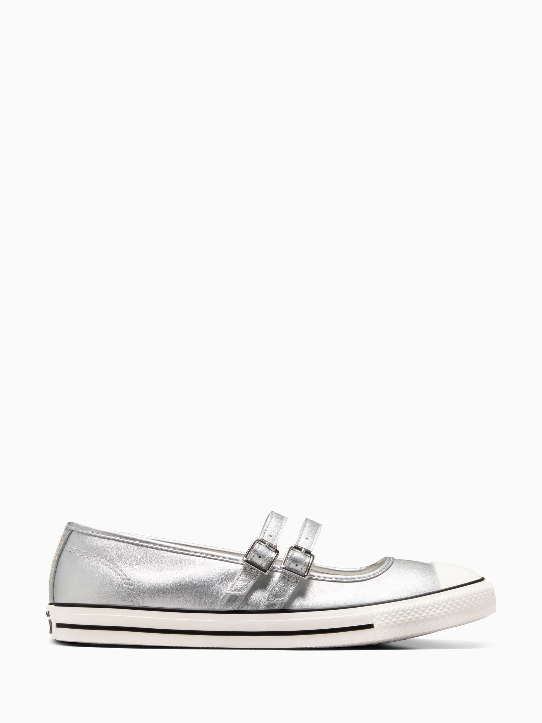 Silver leather converse on sale