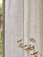 French Connection Natural Eyelet Zaykn Lightweight Unlined Cotton Linen Stripe Curtains - Image 3 of 5