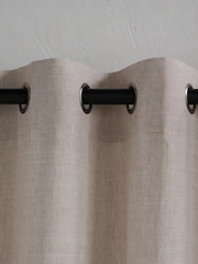 French Connection Natural Eyelet Zaykn Lightweight Unlined Cotton Linen Stripe Curtains - Image 4 of 5
