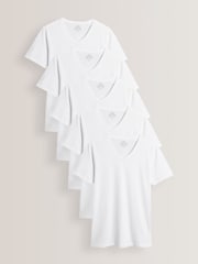Vit - Vanlig passform 100% bomull V-ringning Underkläder T-shirt 5 Förp - Bild 1 av 5