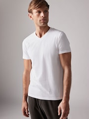 Vit - Vanlig passform 100% bomull V-ringning Underkläder T-shirt 5 Förp - Bild 3 av 5