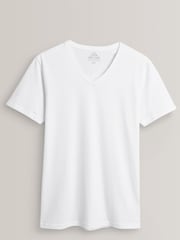 Vit - Vanlig passform 100% bomull V-ringning Underkläder T-shirt 5 Förp - Bild 5 av 5