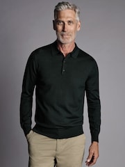 Charles Tyrwhitt Green Pure Merino Polo Neck Jumper - Image 1 of 5
