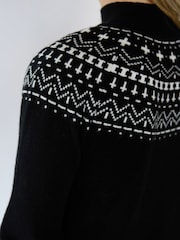 The Little Tailor Black Modern Fairisle Funnel Neck Christmas Jumper - Image 4 of 4