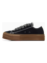 Converse Black/Ecru Chuck Taylor All Star Lift 90s Low Trainers - Image 2 of 9