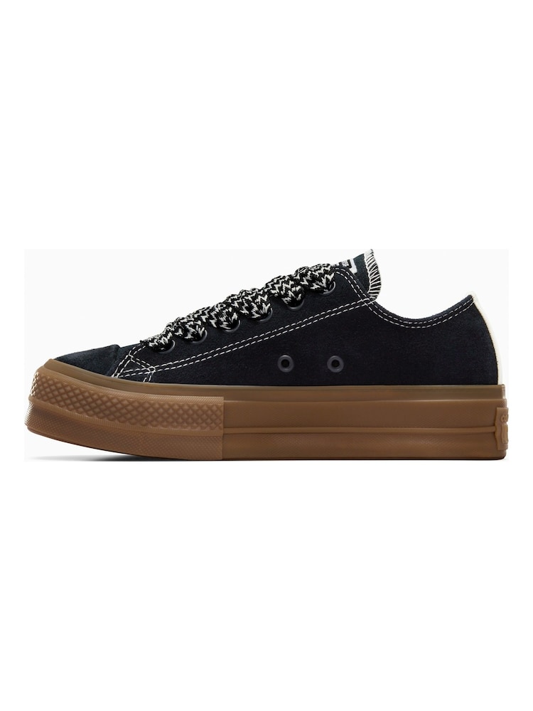 Converse Black/Ecru Chuck Taylor All Star Lift 90s Low Trainers - Image 2 of 9