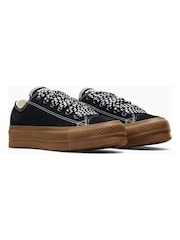 Converse Black/Ecru Chuck Taylor All Star Lift 90s Low Trainers - Image 3 of 9