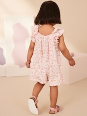 Pink Floral Print 100% Cotton Playsuit (3mths-7yrs) - Image 3 of 7