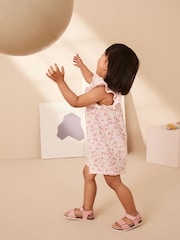 Pink Floral Print 100% Cotton Playsuit (3mths-7yrs) - Image 4 of 7