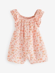 Pink Floral Print 100% Cotton Playsuit (3mths-7yrs) - Image 5 of 7