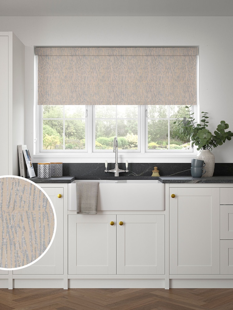 Oxford Blue Waves Made to Measure Roller Blind - Image 1 of 6