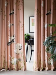 Rockett St George Pink Eyelet Cranes Curtains - Image 1 of 4