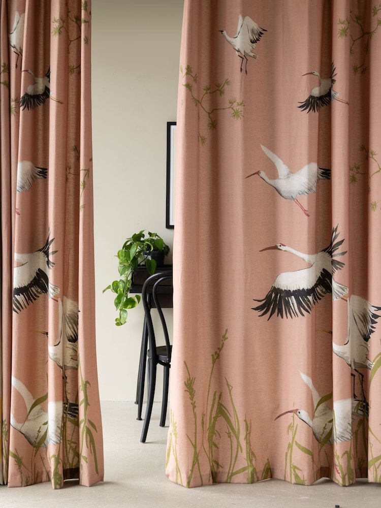 Rockett St George Pink Eyelet Cranes Curtains - Image 2 of 4