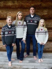 The Little Tailor Cream Wool Blend Reindeer Motif Turtle Neck Christmas Jumper - Image 5 of 5