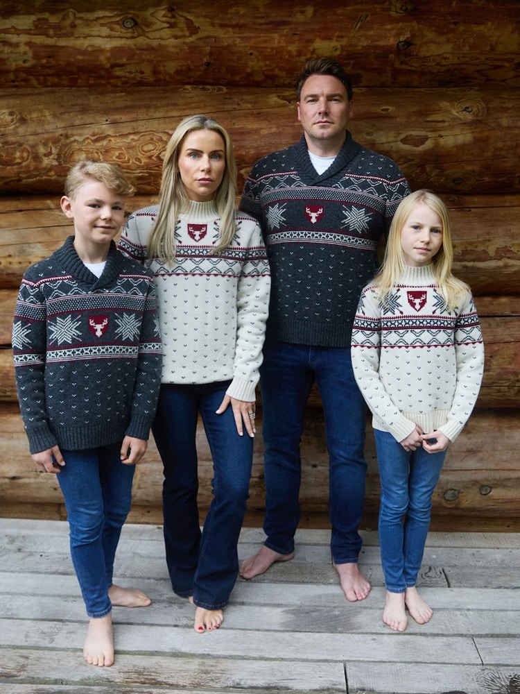 The Little Tailor Cream Wool Blend Reindeer Motif Turtle Neck Christmas Jumper - Image 5 of 5