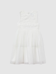 Reiss Ivory Rocha 9-13 yrs Embellished Tulle Dress - Image 2 of 8