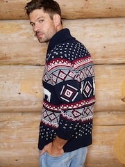 The Little Tailor Premium Cotton Reindeer Shawl Neck Christmas Jumper - Bild 5 av 7