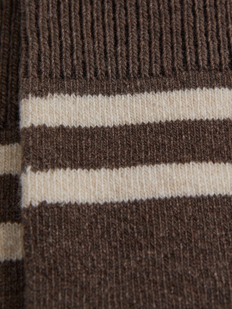 Reiss Brown Melange Alcott Wool Blend Striped Crew Socks - Image 3 of 3