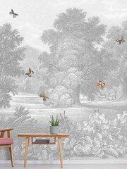 Woodchip & Magnolia Grey Land of Milk & Honey Butterflies Wallpaper - Image 1 of 3