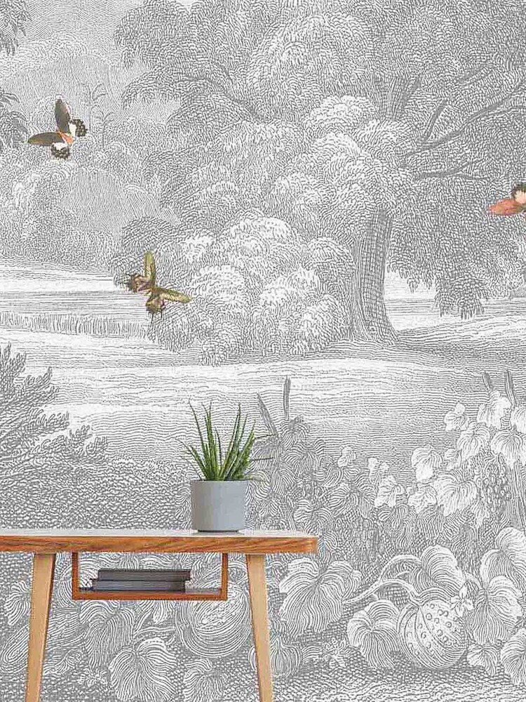 Woodchip & Magnolia Grey Land of Milk & Honey Butterflies Wallpaper - Image 2 of 3
