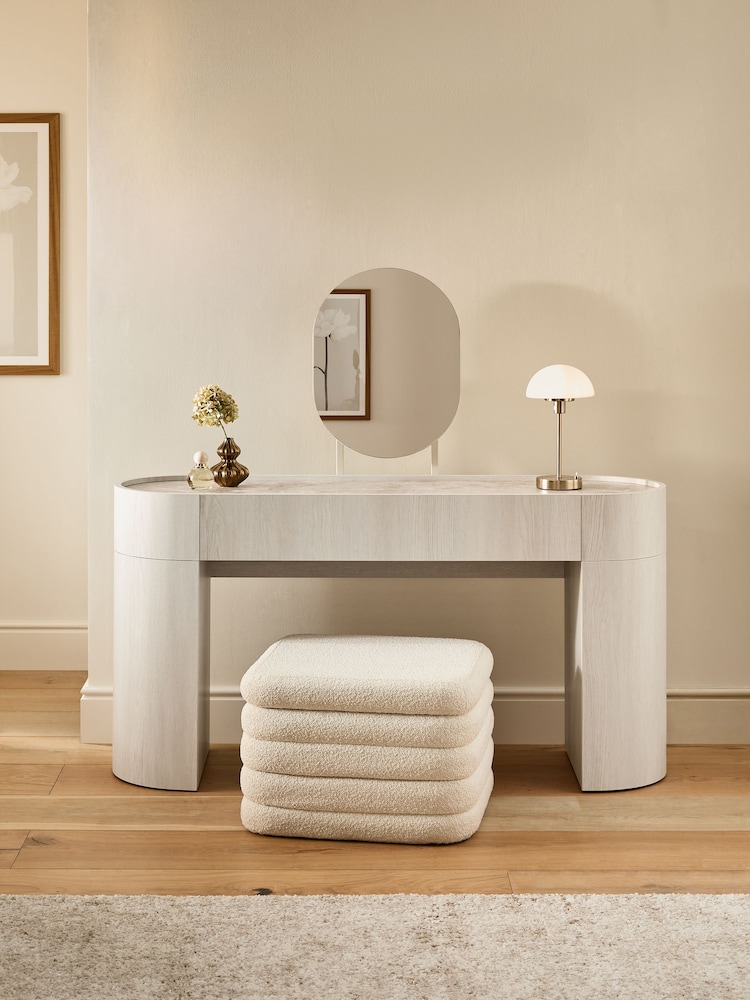 White Nomad Curve 1 Drawer 2 Doors Console Dressing Table with Mirror - Image 1 of 13 White Nomad Curve 1 Drawer 2 Doors Console Dressing Table with Mirror - Image 1 of 13