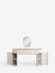 White Nomad Curve 1 Drawer 2 Doors Console Dressing Table with Mirror - Image 10 of 13