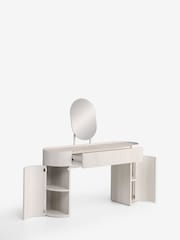 White Nomad Curve 1 Drawer 2 Doors Console Dressing Table with Mirror - Image 11 of 13