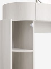 White Nomad Curve 1 Drawer 2 Doors Console Dressing Table with Mirror - Image 13 of 13