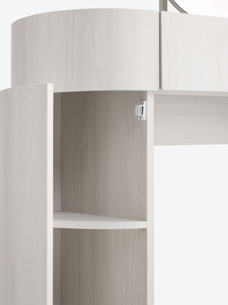 White Nomad Curve 1 Drawer 2 Doors Console Dressing Table with Mirror - Image 13 of 13 White Nomad Curve 1 Drawer 2 Doors Console Dressing Table with Mirror - Image 13 of 13