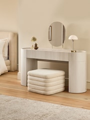 White Nomad Curve 1 Drawer 2 Doors Console Dressing Table with Mirror - Image 2 of 13
