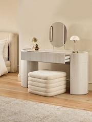 White Nomad Curve 1 Drawer 2 Doors Console Dressing Table with Mirror - Image 5 of 13