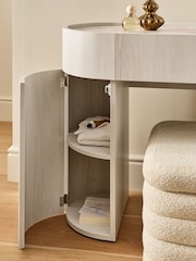 White Nomad Curve 1 Drawer 2 Doors Console Dressing Table with Mirror - Image 8 of 13