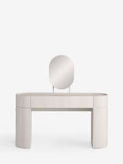 White Nomad Curve 1 Drawer 2 Doors Console Dressing Table with Mirror - Image 9 of 13