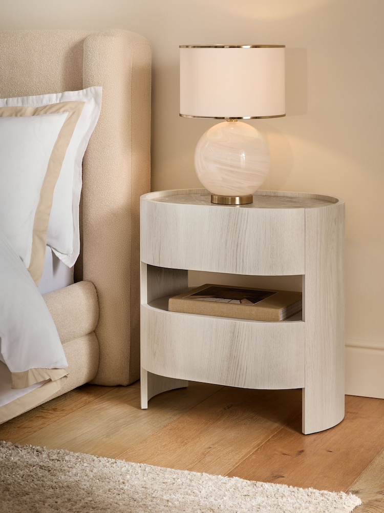 White Nomad Curve 2 Drawer with Shelf Bedside Table - Image 2 of 12 White Nomad Curve 2 Drawer with Shelf Bedside Table - Image 2 of 12